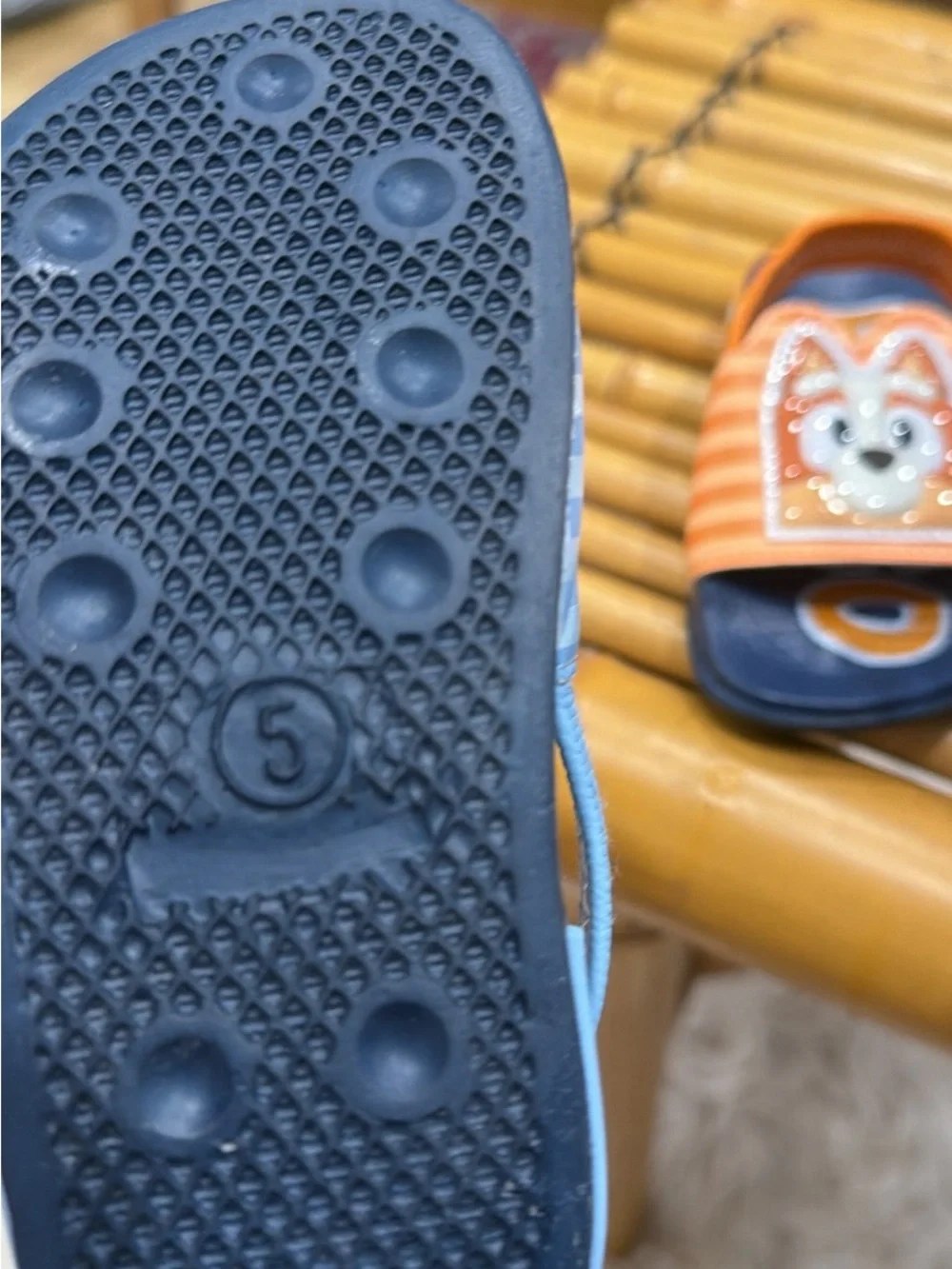 Bluey Kids Blue & Orange Cartoon Dog Slide Sandals